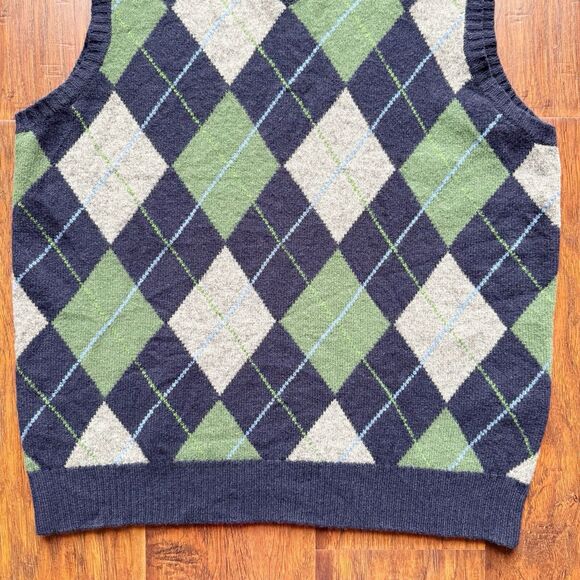 J Crew 100% Lambs Wools Mens‎ Argyle Sweater Vest Sz L Academia Preppy Classic - Picture 8 of 15